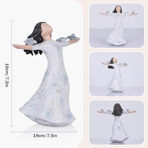 QIANLING Bluebird Angel Statue - 73in Hand-Painted Resin Decor