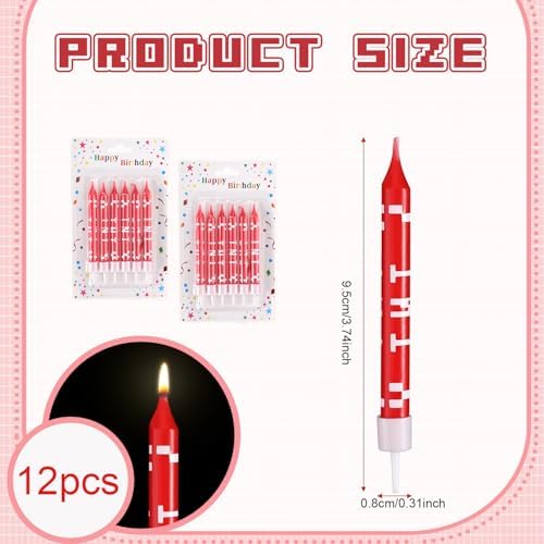12pcs Red Pixel TNT Birthday Candles for Cakes
