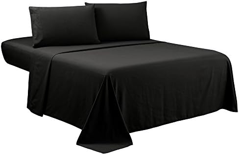 Sfoothome King Sheets Set - Black Luxury 4-Piece Bed Set