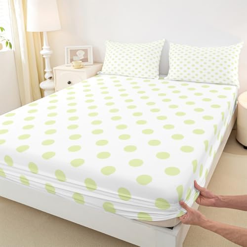 Manfei Cute Polka Dots Sheet Set Twin with 1 Pillowcase