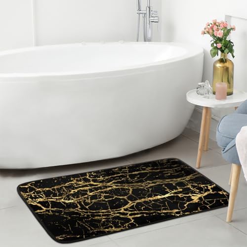 Black Gold Marble Anti-Fatigue Kitchen Rug Mat
