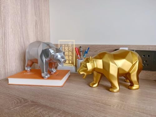 SMRTHMRT Abstract Geometric Bear Sculpture Gold Decor Statue