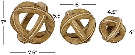 Deco 79 Wood Geometric Beaded Statues Set of 3