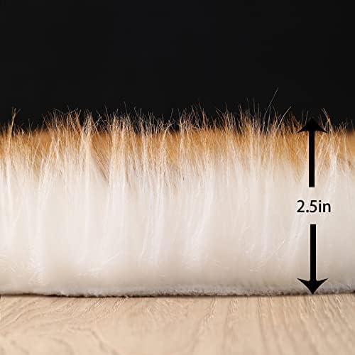 Faux Fur Sheepskin Rug Soft Fluffy Plush 2x6 ft White Yellow