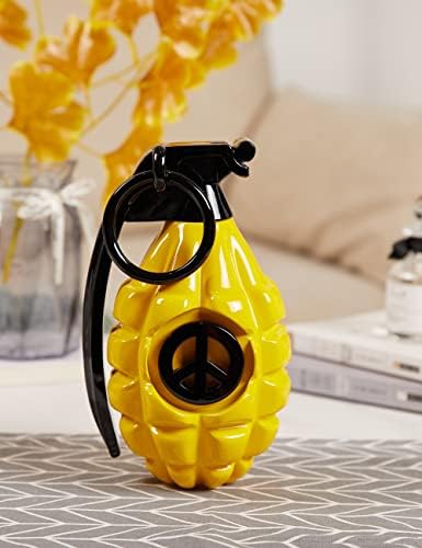 Grenade Decor Statue Modern Art Polyresin Yellow 10 Inch