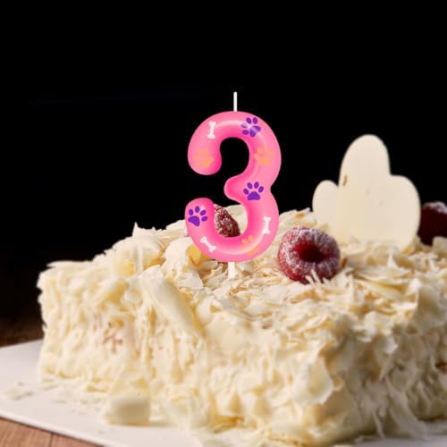 Dog Paw Themed Birthday Candles for 3rd Birthday Party Supplies
