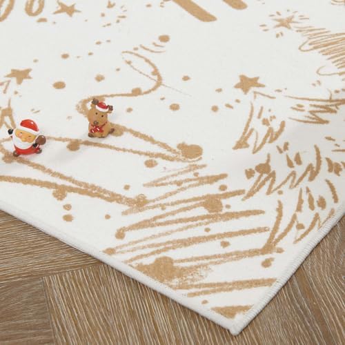 JINCHAN Christmas Area Rug 2x3 Gold Entryway Rug
