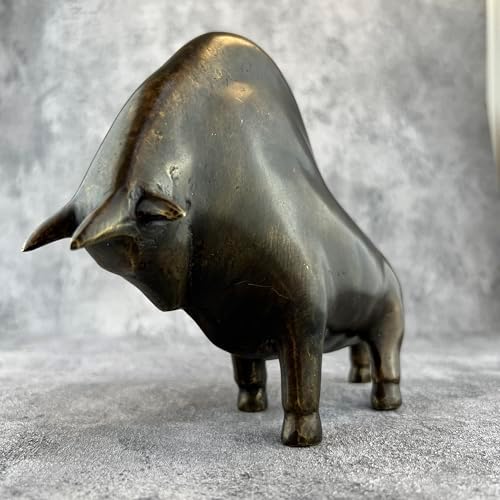 Abstract Brass Bison Statue Brown Goodwin-11