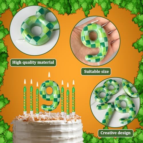 Zlongron 13-Piece Green Pixel Birthday Candles