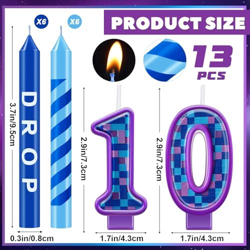 MTLEE 13 Pcs Video Game Birthday Candles with Number 10 1