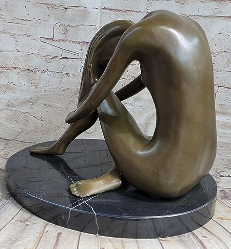 European Bronze Sculpture Sitting Nude Lady Figurine