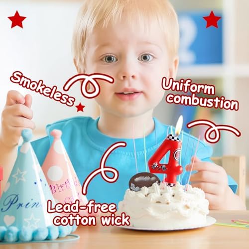 Zi Lan Red Racing Car Number 3 Birthday Candle