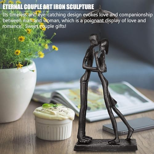 Eternal Love Couple Statue Kissing Under Umbrella 1