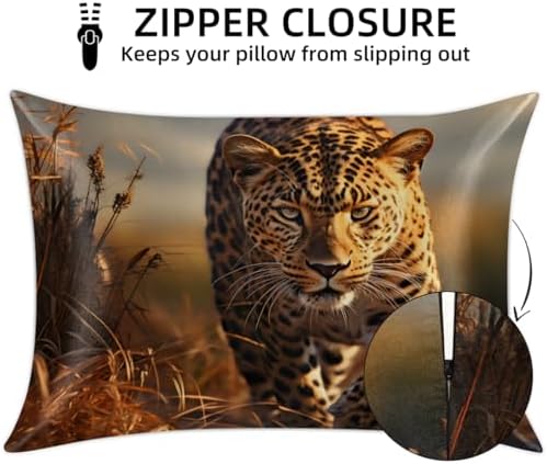 GzLeyigou Leopard Satin Pillowcase - Queen Size 20x30inch