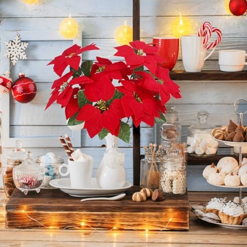 CISDUEO 2 Pcs Artificial Poinsettia Bushes