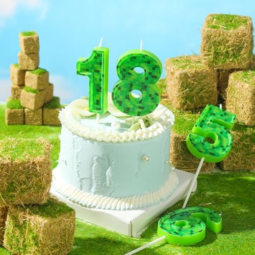 PHD CAKE 276 Inch Number 9 Pixel Green Birthday Candle