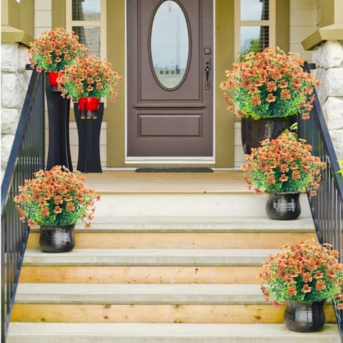 20 Bundles Artificial Orange Red Outdoor Flowers