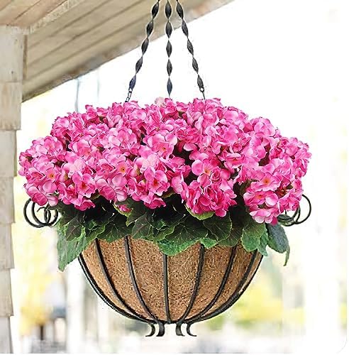 CISDUEO 4 Pcs Artificial Geranium Bush Pink Flowers