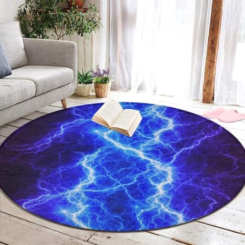 Modern Cool Purple Blue Circle Area Rug 60inch
