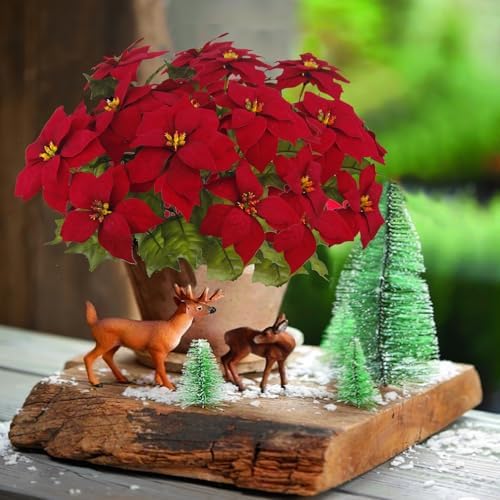 CISDUEO 2 Pcs Artificial Poinsettia Bushes 1