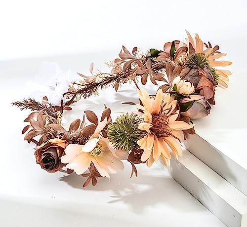 DDazzling Artificial Flower Crown Wedding Headpiece