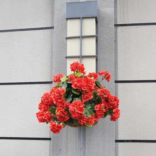 JOJAZE 8PCS Artificial Geraniums Silk Flowers UV Resistant