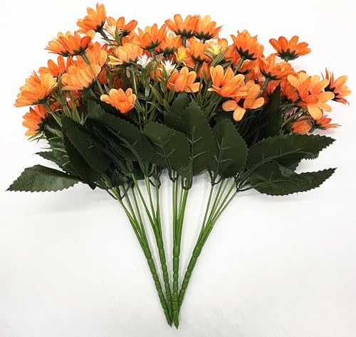 PASYOU Artificial Daisies Flowers 4 Bundles Orange