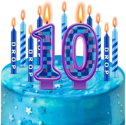 MTLEE 13 Pcs Video Game Birthday Candles with Number 10 1