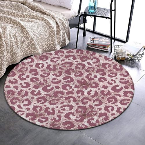 Modern Pink Rose Gold Glitter Circle Area Rug 36inch