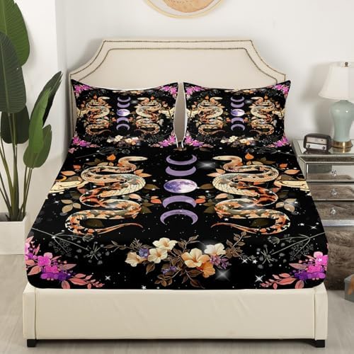 Gothic Snake Moth Fitted Sheet Set Twin Size