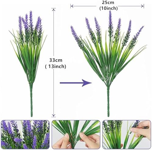 14 Pcs Artificial Lavender Flowers for Outdoor Decor