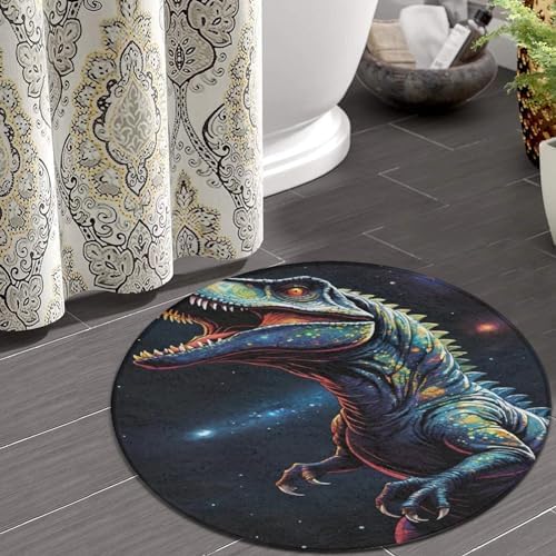 Modern Soft Area Rug T-Rex Sparkles in Space Mat
