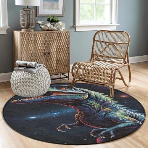 Modern Soft Area Rug T-Rex Sparkles in Space Mat