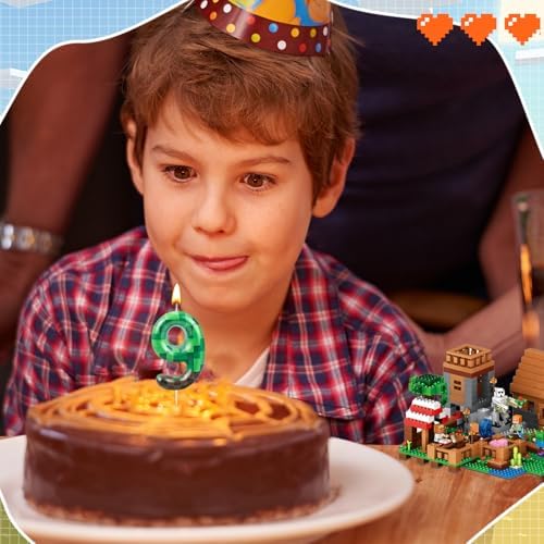 TNT Number 9 Birthday Candle - Dynamite Themed Green Cake Topper