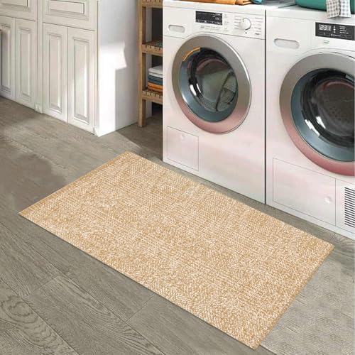 Boho Kitchen Rug 2x43 Tan Cream Reversible