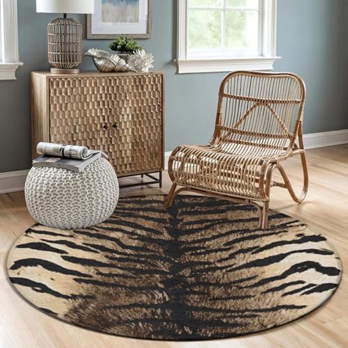 Soft Round Yoga Carpet with Cool Tiger Fur Print