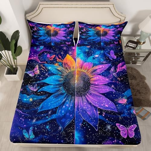 Manfei Sunflower Bed Sheet Set - Deep Pocket Twin with Pillowcase