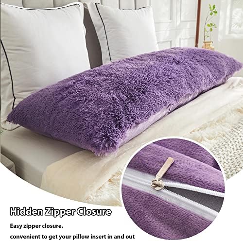 LIFEREVO Shaggy Body Pillow Cover Purple 1