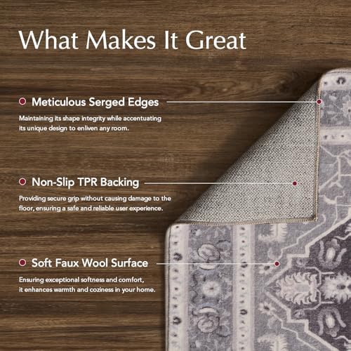 EVERGRACE Faux Wool Area Rug 2x6 Taupe Gray 1