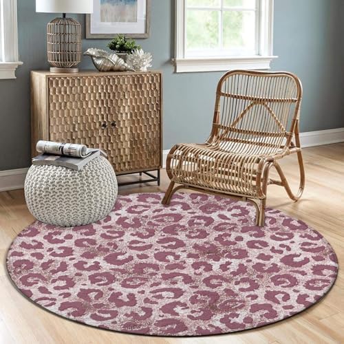 Modern Pink Rose Gold Glitter Circle Area Rug 36inch