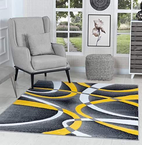 GLORY RUGS Modern Swirls 4x6 Yellow Area Rug