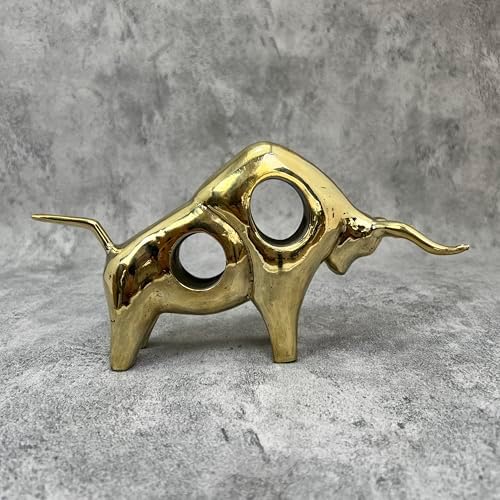 Brass Gold Polished Abstract Bull Sculpture