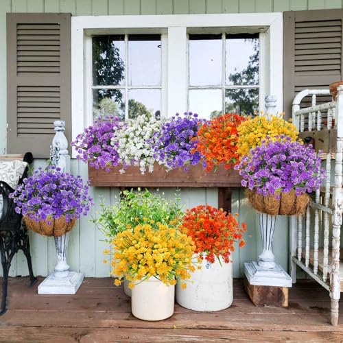 Uieke 24 Bundle Artificial Flowers for Outdoor Decor