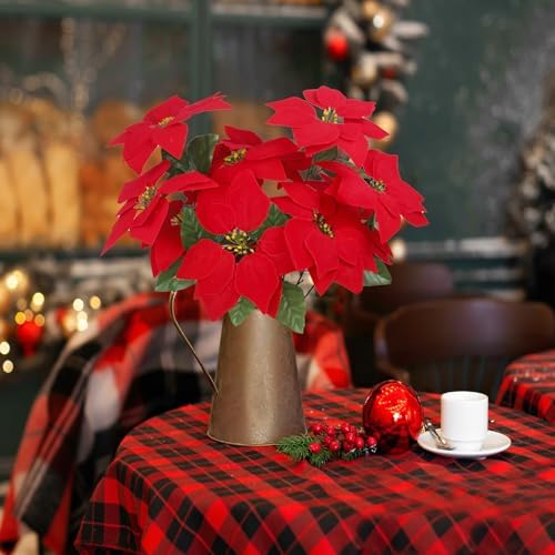 CISDUEO 2 Pcs Artificial Poinsettia Bushes
