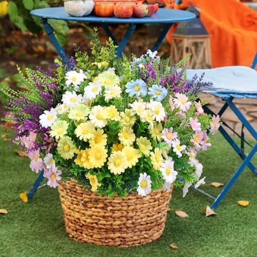 20 Bundles Artificial Flowers for Outdoor Decoration