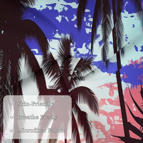 Soft Breathable Pillowcases with Envelope Closure Blue and White Palm Trees Design