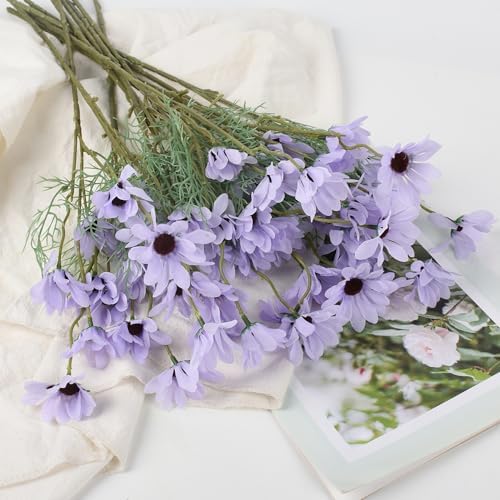 Artificial Silk Daisy Branches 12PCS Purple