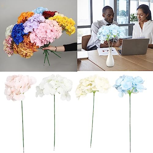 Ymortalize 10 Pcs Fake Hydrangea Artificial Flowers Indoor Beige Silk