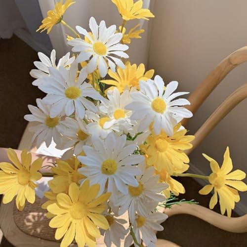 OUKEYI Artificial Flowers 10 Bundles White Yellow