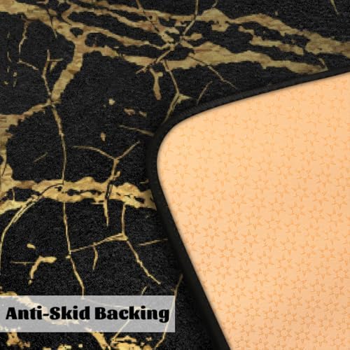 Black Gold Marble Anti-Fatigue Kitchen Rug Mat